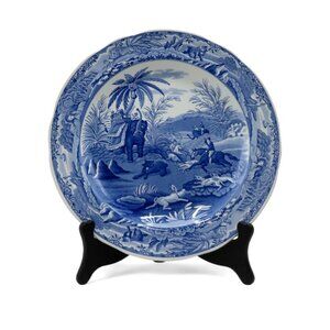 SPODE Blue INDIAN Sporting Engravers' Archive Collection Plate Porcelain 10"